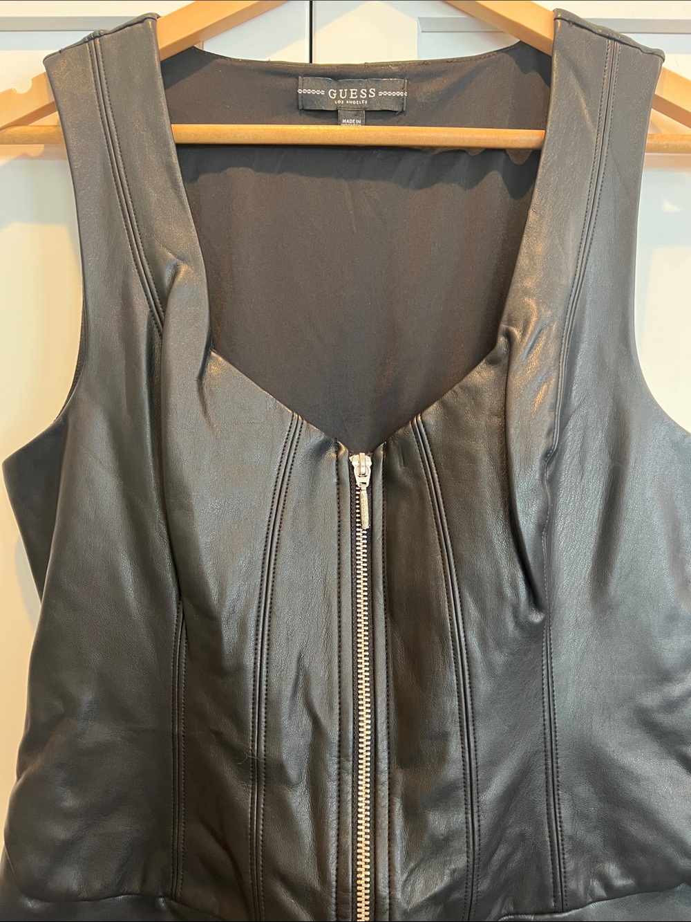 NWT Guess Black Faux Leather Zip-Front Romper - Picture 4 of 12